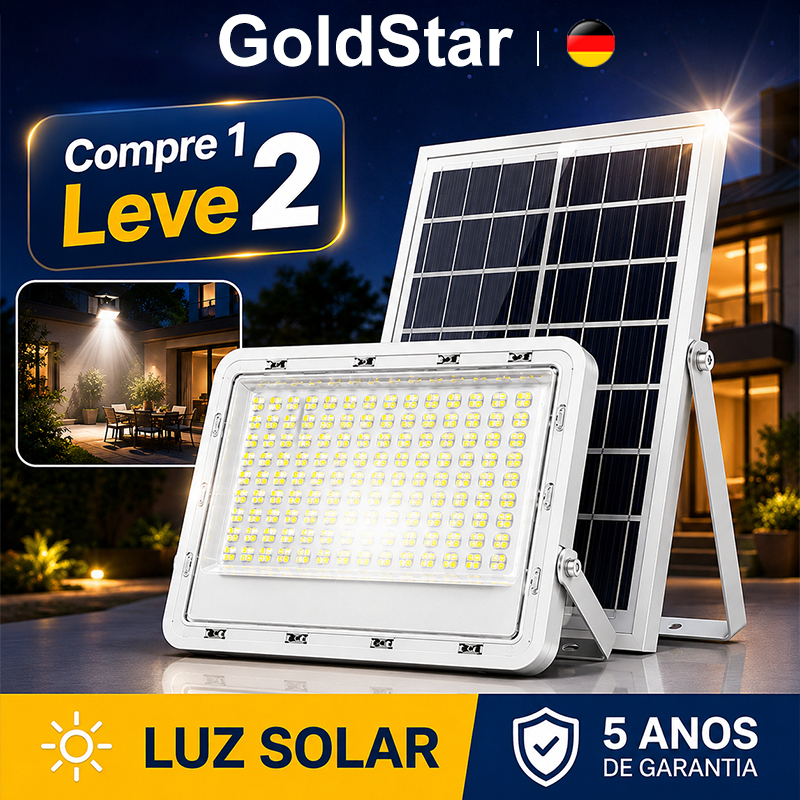 GoldStar Refletor Solar LED Alta Potência Com Painel Solar IP67 Controle Remoto Para Garagem Quintal Jardim