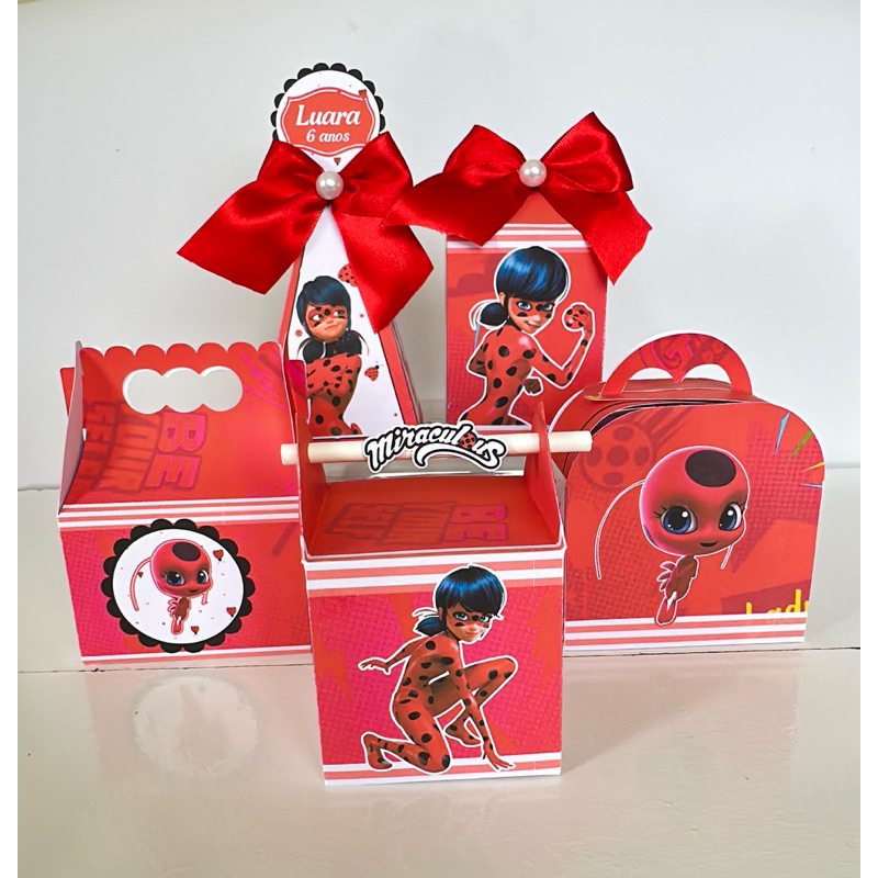 KIT LEMBRANCINHA CAIXA PERSONALIZADA /MIRACULOS LADYBUG LEMBRANCINHA DE FESTA / ANIVERSÁRIO