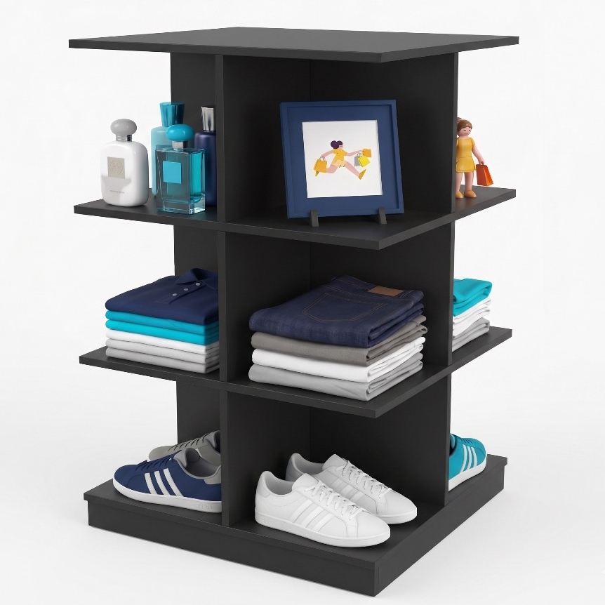 Balcão Central Loja Gôndola Colmeia Expositor Vitrine Boutique Organizador 60x60 Preto — ALBERGONI