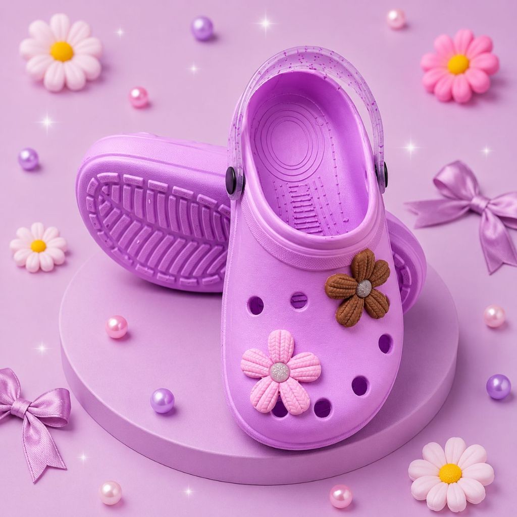 Sandália Infantil Menina Babuche Flor Confortável Macia Leve Antiderrapante Chinelo