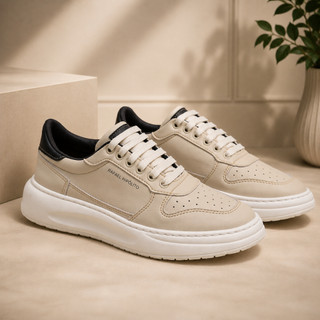 Tênis casual masculino Bege Claro Confortável Leve Macio Elegante Moderno