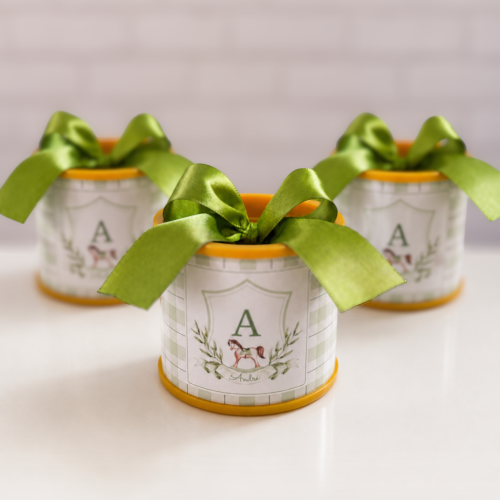 Kit Tubolata Personalizada 5x6- Cavalinho verde- Lembrancinha Maternidade/ chá de bebê