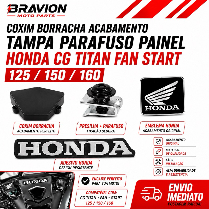 Tampa Parafuso Superior Painel Titan 160 Fan 160 Start 160 2016 a 2023 / Fan 125i 2016 a 2018 – Borracha Acabamento