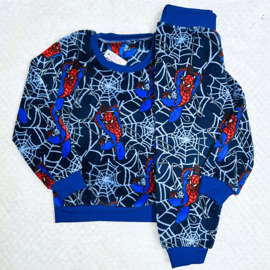 Conjunto Pijama Infantil Premium Fleece Pelúcia Ted Quentinho Menino para o inverno