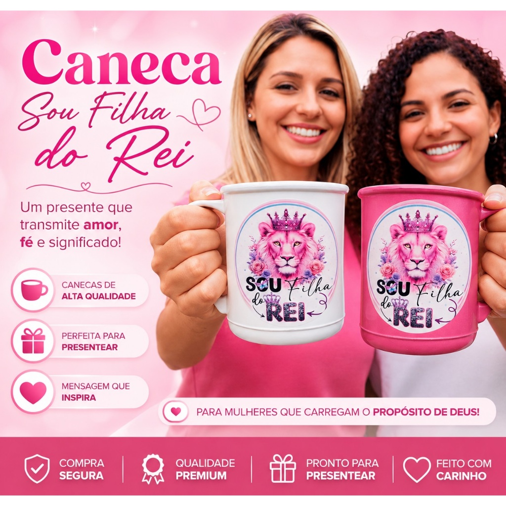Jogo 10 canecas personalizada filha do Rei presente igreja evangélica cristã versículos fé mimo EDM