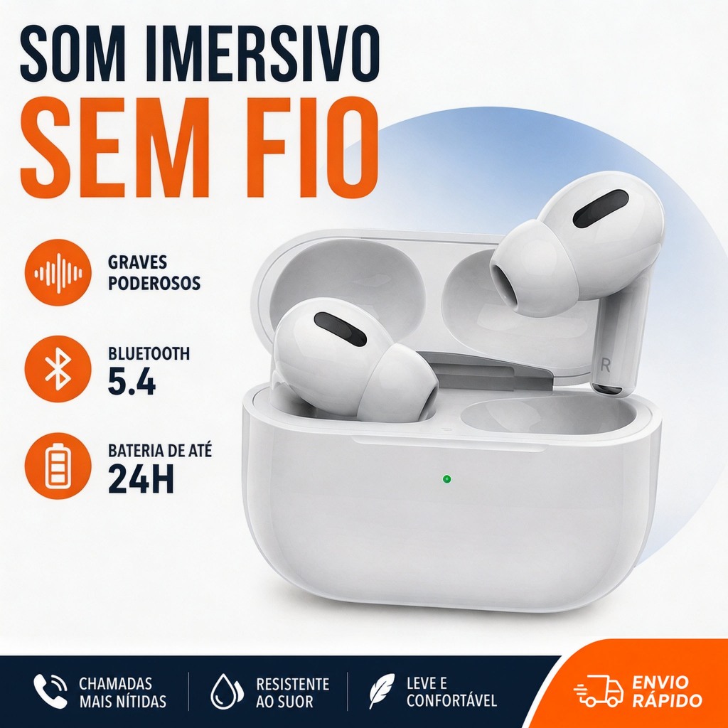 Fones de Ouvido Bluetooth TWS Cancelamento de Ruído Som Estéreo Leve iOS Android D14
