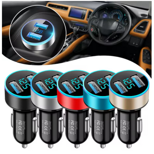 Carregador Veicular 12V Sem Voltimetro Digital Usb Duplo 3.1 Amperes - Carregador de Celular para Carro