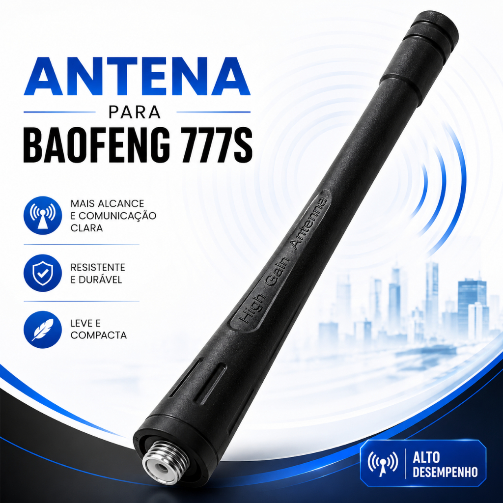 Antena Baofeng 777S Original Compatível Rádio Comunicador UHF Alto Alcance 400-480mhz