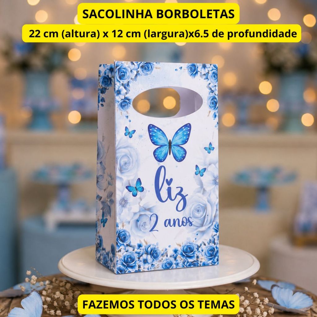 Sacolinhas Personalizadas (PEGUE E E MONTE) BORBOLETAS-Lembrancinha Aniversário, Festa Personalizadas.