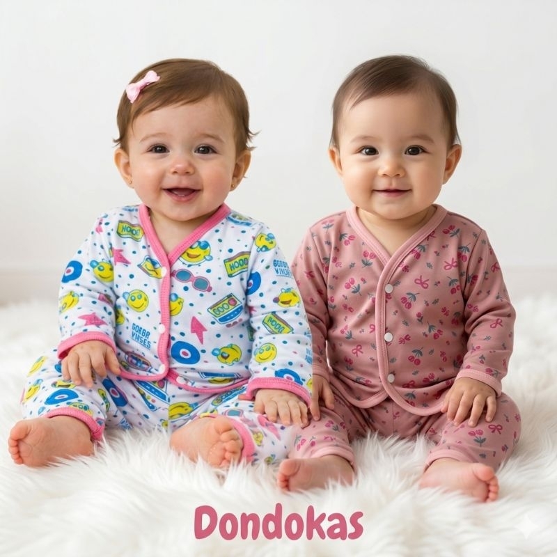 Conjunto de Pijama Bebê de botão menina Pijama Americano Confortável