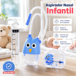 Kit Aspiração e Lavagem Nasal Infantil Anti Refluxo Bebê Sucção Segura Silicone Macio Lavável