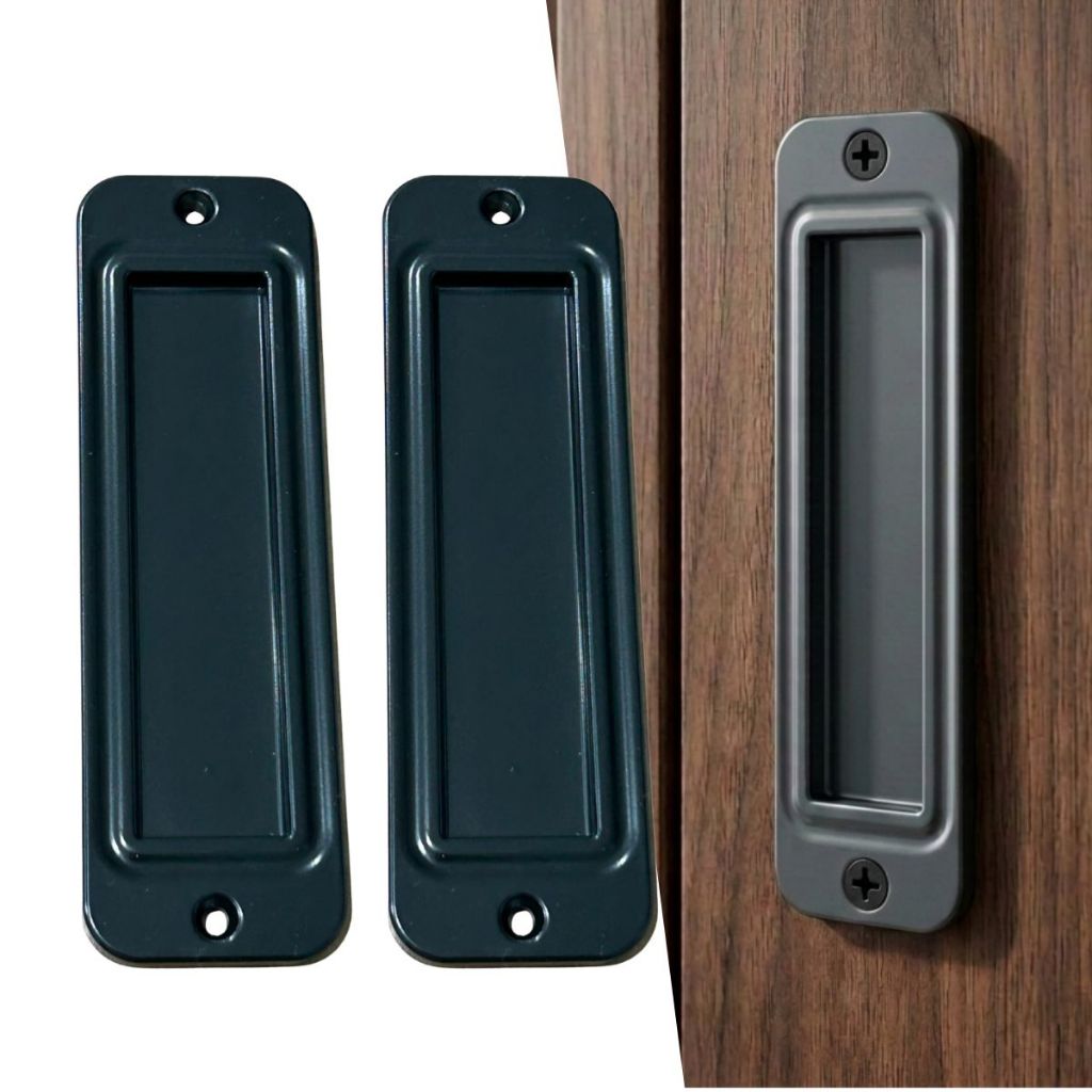 2 Puxador Preto Concha Para Porta De Correr De Madeira Ou Mdf