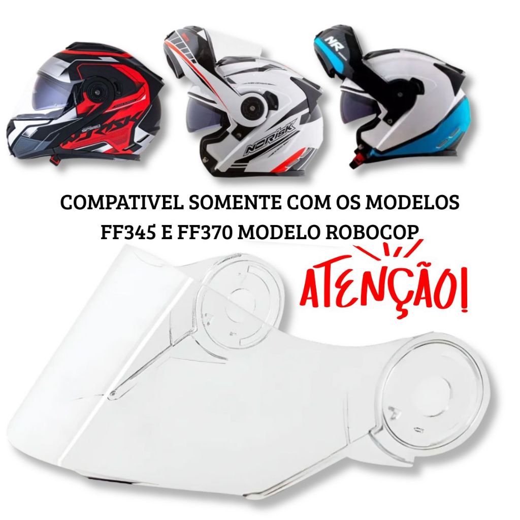 Viseira Capacete Para Capacetes Norisk FF370 / FF345 (Articulado) Antirrisco 2.2mm