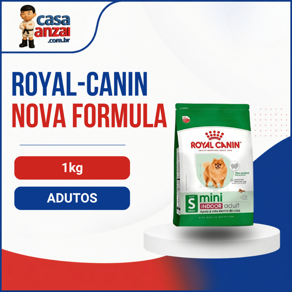 Ração Mini Indoor Adult 1kg Royal Canin Cães Pequenos Digestão Equilibrada