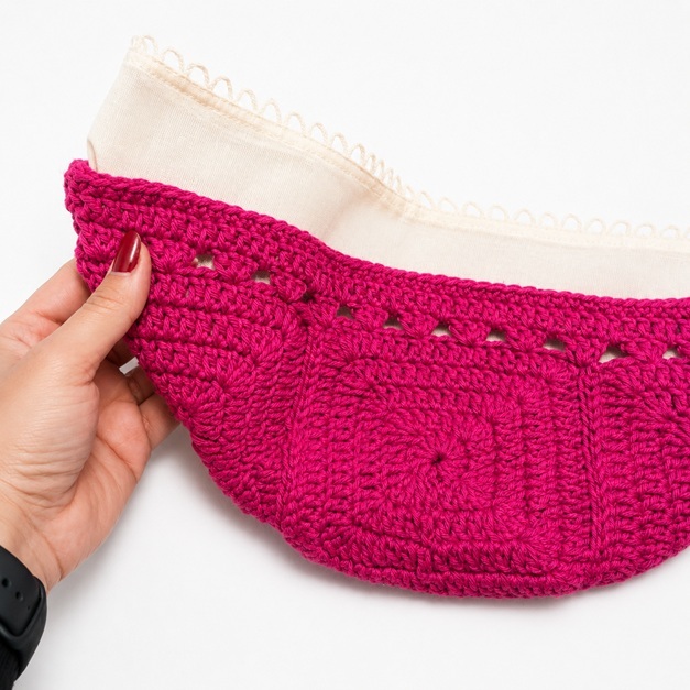 Forro para POCHETE tamanho G (40x16cm) algodão cru para crochê