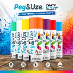 Tinta Spray Uso Geral Peg&uze Seca Rápido Cores 300ml
