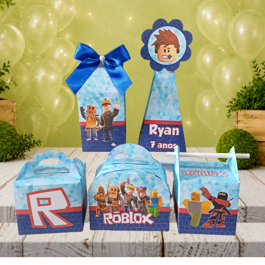 KIT CAIXAS PERSONALIZADA ROBLOX LEMBRANCINHA DE FESTA INFANTIL/ANIVERSÁRIO / Desmontadas