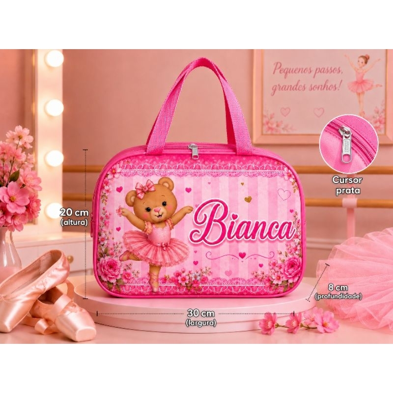 Bolsa para bailarina personalizada com nome Bolsa de ballet personalizada bolsinha balé com nome