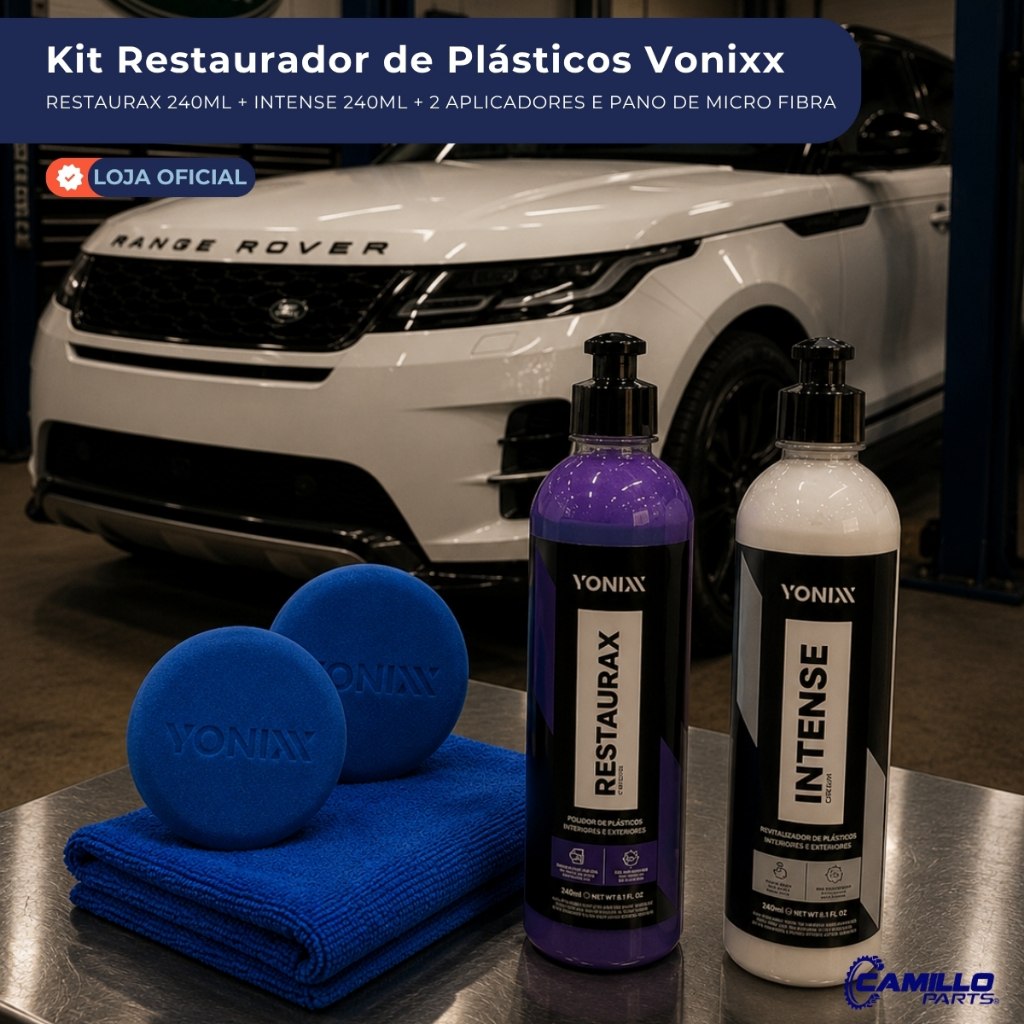 Kit Restaurador Plástico Restaurax Intense Pano Aplicadores Vonixx Limpeza Autom