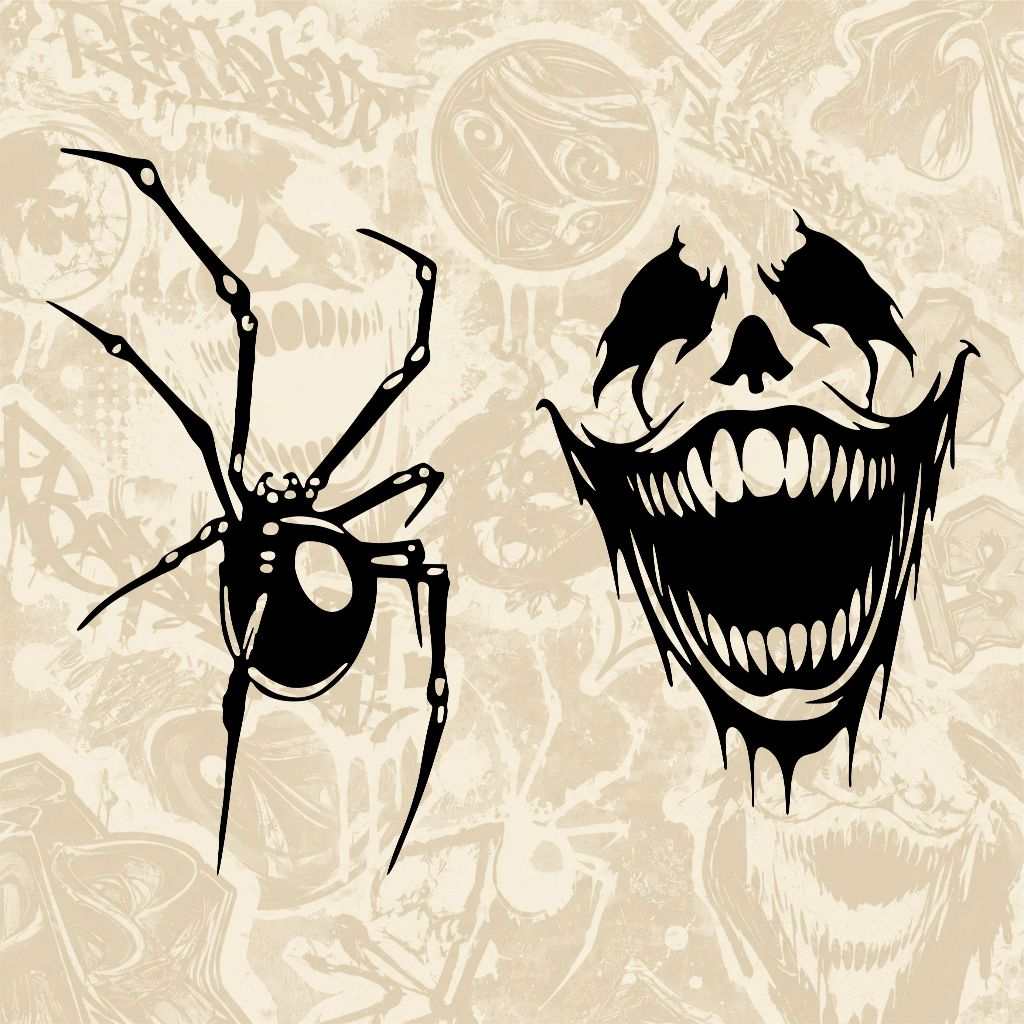 2 adesivos Em Vinil palhaço e aranha Viuva negra Vinil Premium Recorte eletronico