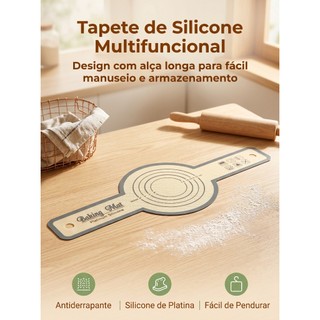 Tapete Silicone Platin Antiaderente para Massa e Assados, Com Alça para Pendurar e Transportar Fácil