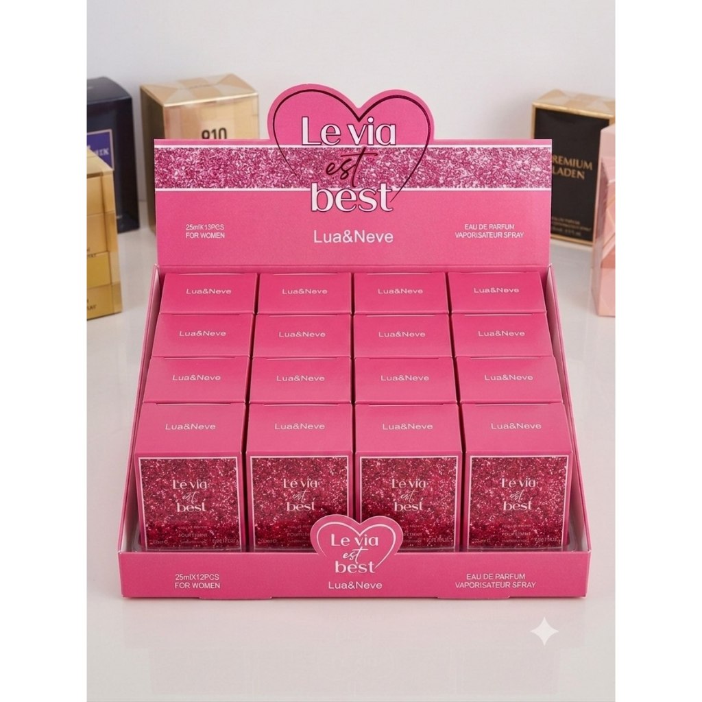 Box Atacado 12 Unidades Perfume Feminino Lua & Neve Le Via Est Best Mini 25ml