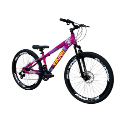 Bicicleta VikingX Tuff X25 Aro 26 21v Shimano Freio a Disco Rosa Roxo