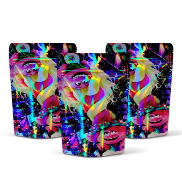 Saquinho Metalizado Zip 10x15cm Lembrancinha Festa Infantil Zip Abre e Fecha Saquinho Vazio Trolls