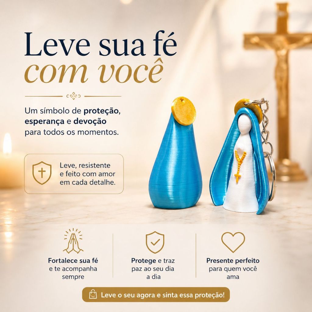 Chaveiro Nossa Senhora Aparecida 3D | Lembrancinha Presente Religiosa Católica