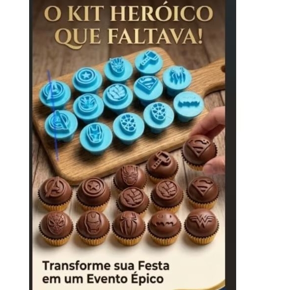 Kit 10 Carimbos Brigadeiro Heróis Marvel DC | Homem Aranha Batman Superman Vingadores | Impressão 3D