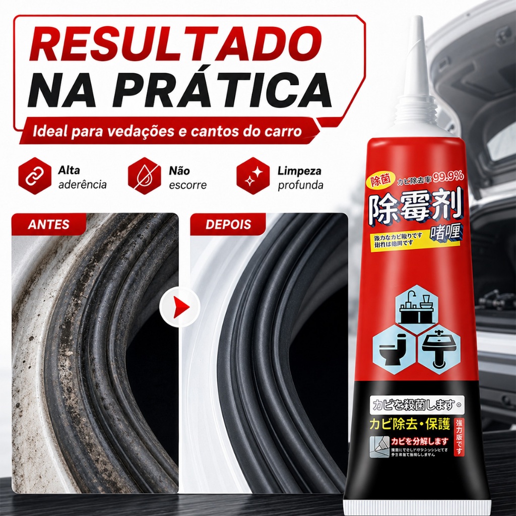 Gel Removedor de Mofo 120g Não Escorre Alta Aderência Para Geladeira Máquina Lavar Banheiro Carro