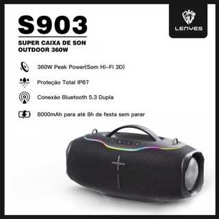 LENYES Caixa de Som Bluetooth 5.3 360W Som 3D HIFI Estéreo RGB IP67 Para Festas