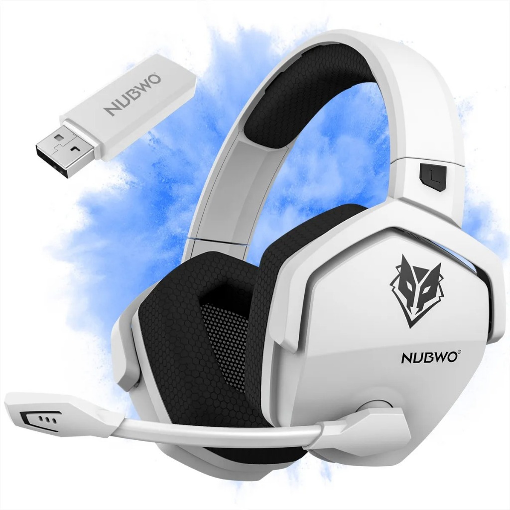 Headset Gamer Sem Fio Nubwo G06-P (Dual Mode 2.4GHz + Bluetooth, Ultra Bateria 100h e Som Surround 7.1) - Branco