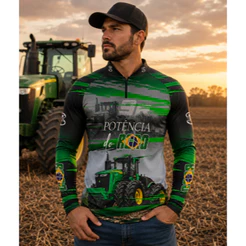 Camisa Camiseta Agro Agricultura trator Proteção Solar Uv50+ Dry GLL-95