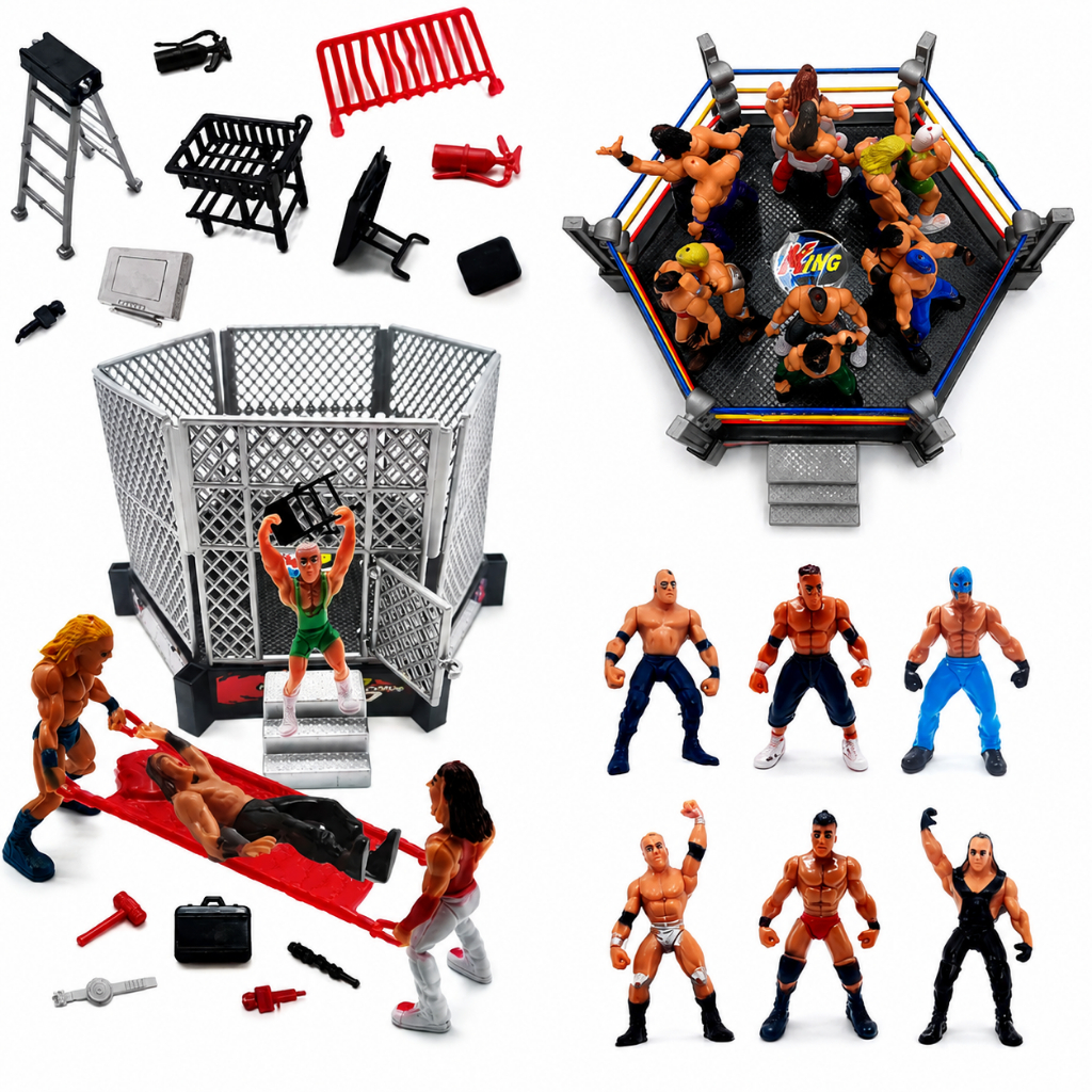 Kit 12 Bonecos de Luta + Ringue + 30 Acessórios Bonequinhos de brinquedo ufc
