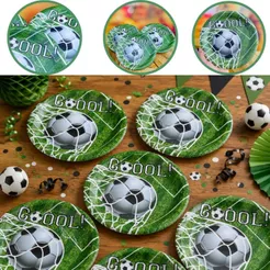 10~60 PRATO PAPEL FUTEBOL GOL VERDE 18 CM ( SILVER FESTAS )