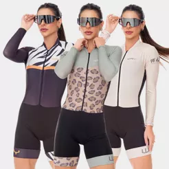 Macaquinho Ciclismo Feminino Macacão Forro Gel Alta Densidade D100 Inverno Acolchoado Roupa Bike