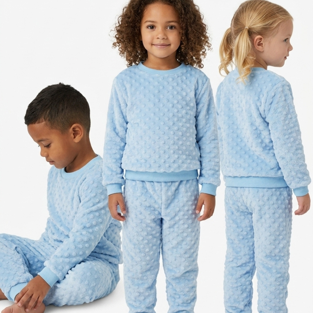 conjunto de inverno infantil fleece quentinho menino e menina pijama macio confortável
