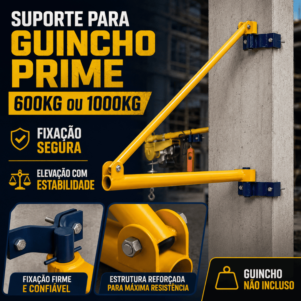 Suporte Menegotti Prime 600kg 1000kg Para Guincho de Coluna Elétrico Pedestal Elevação de Cargas