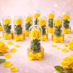 Kit 20 Tubetes Mini Rosa Cúpula Com Rosas Amarelas Bela E A Fera Pequeno Príncipe