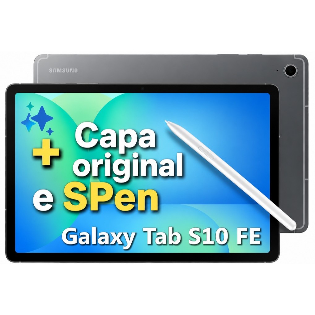 Tablet Samsung Galaxy Tab S10 FE WiFi, 128GB, 8GB, Tela 10.9" 90Hz, S Pen e Capa Inclusas