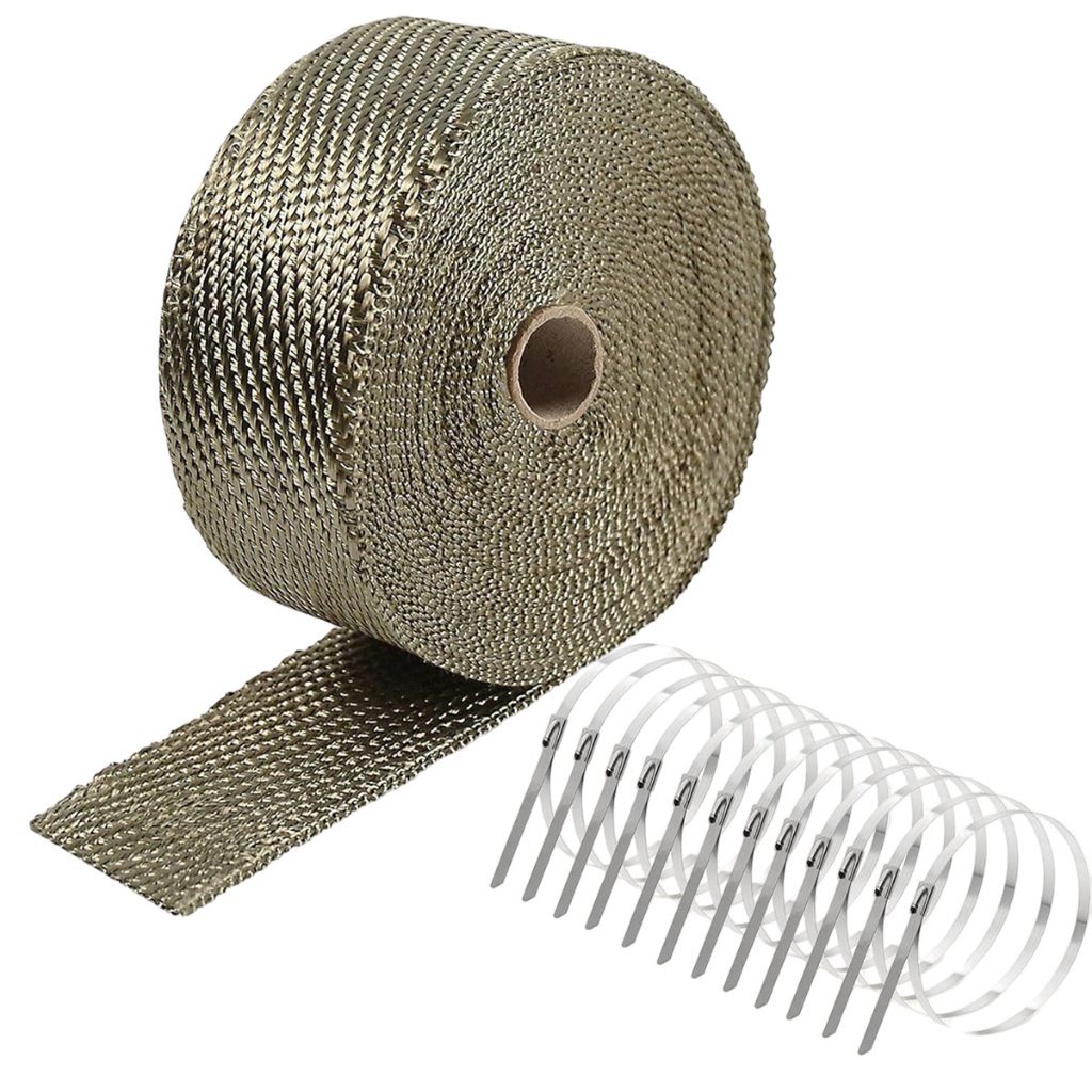 Fita Manta Termica Termotape Para Escapamento Coletor Ar condicionado Carro e Moto+12pcs Abraçadeiras