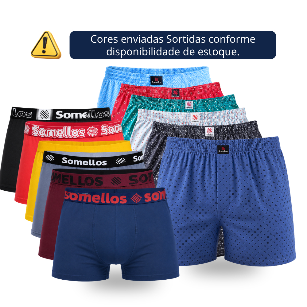 Kit Cueca Boxer + Cueca Samba Canção Microfibra Premium Confortável