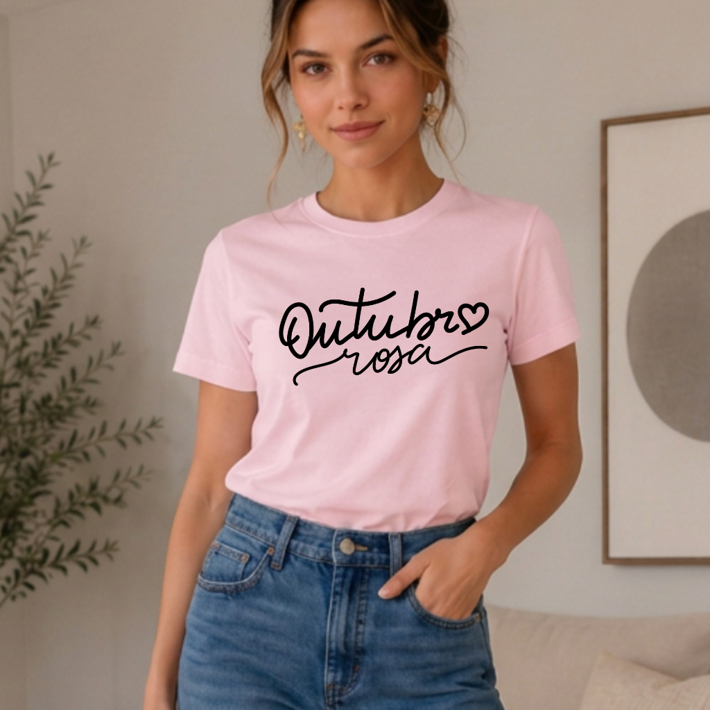 T shirt camiseta blusa camisa campanha outubro rosa moda feminina várias estampas feminina