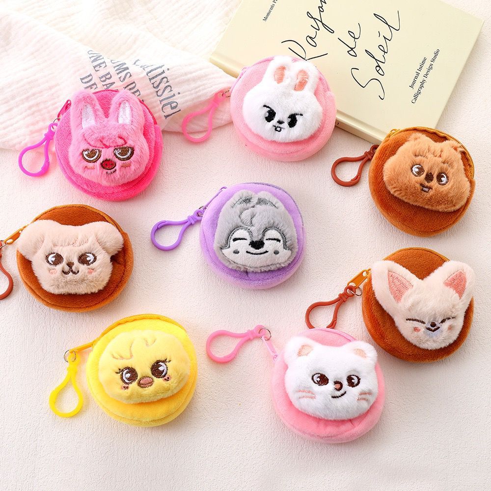 kpop idol  stray kids cartoon Temático bolsa de moedas de Pelúcia pequena carteira porta cartão