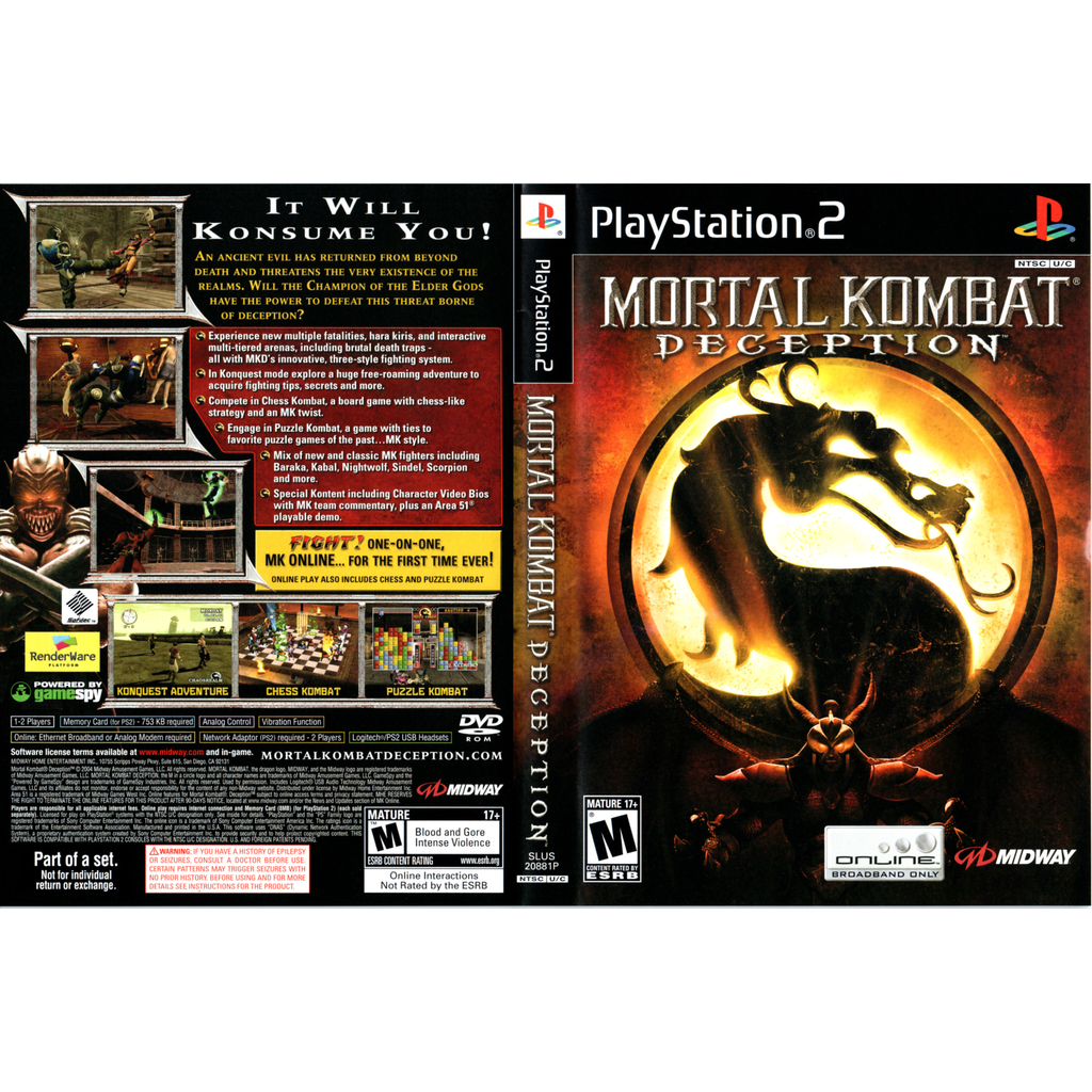 Mortal Kombat - Deception - Jogo para PS2 em DVD