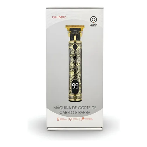 Máquina De Corte Cabelo Barba E Acabamento Recarregável Cor Dourado 127 220v