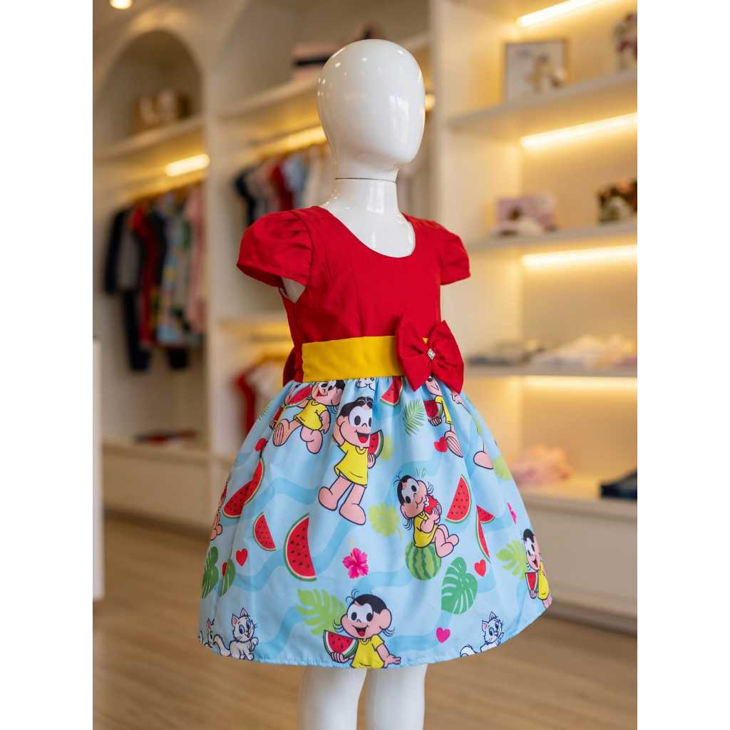 Vestido Infantil Temático Simples Magali Vermelho RF02 (ac)