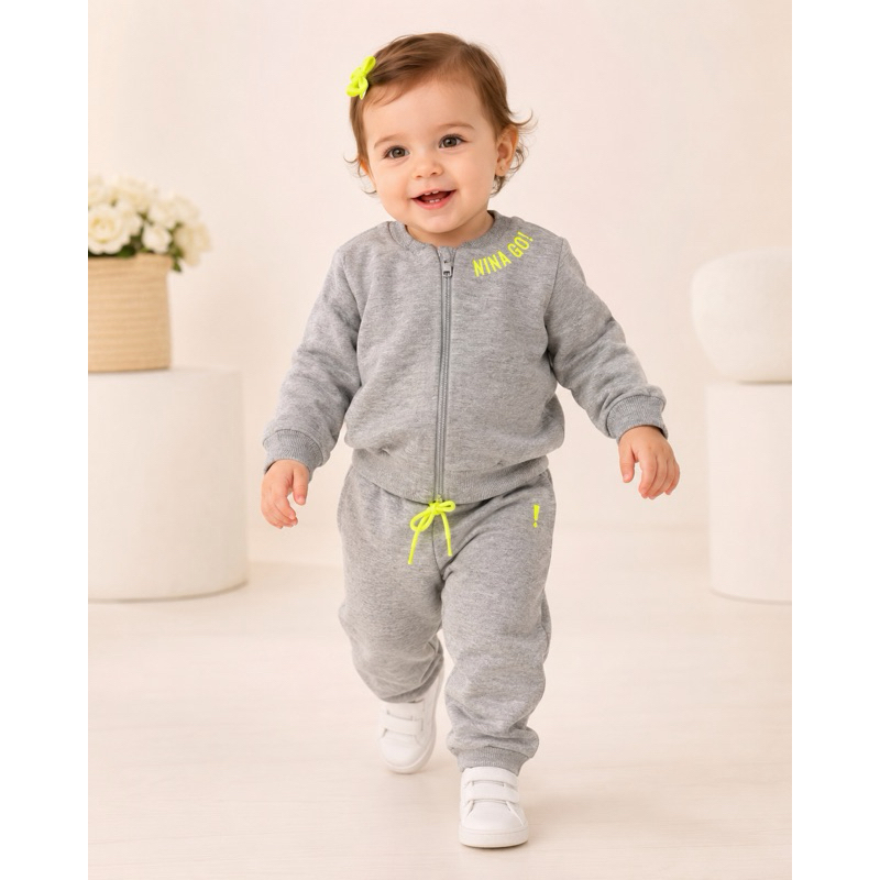 Conjunto Bebê Menina Cinza Nina Go TAM GG Moletom