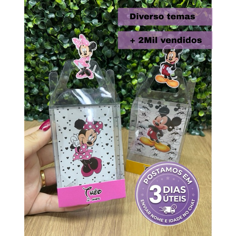 Caixa Acetato Personalizada Diversos Temas Festa Infantil Lembrancinha tamnho 6,5x9x4
